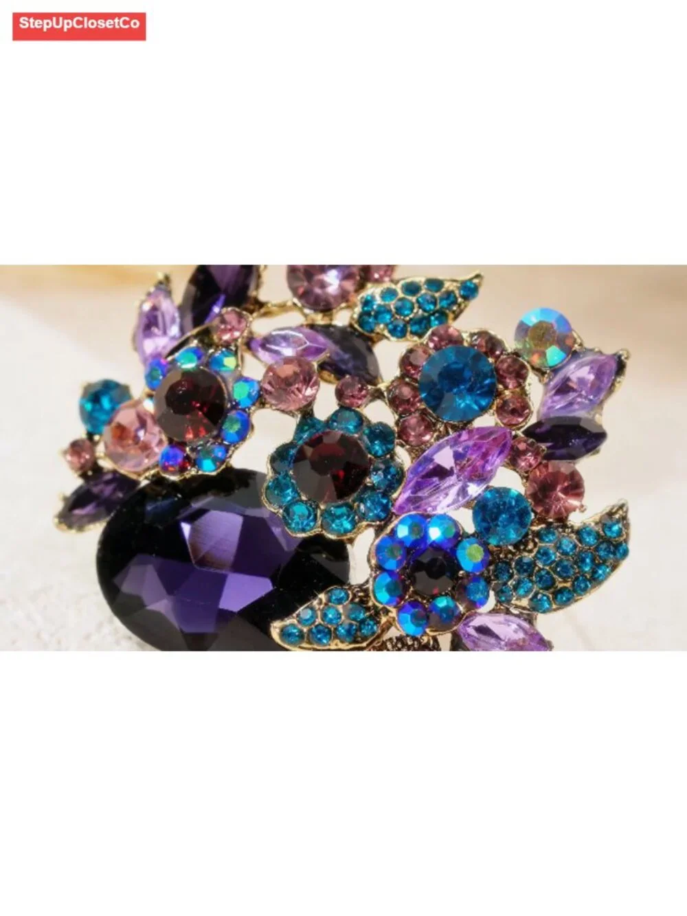 Crystal Rhinestone Bridal Prom Flower Leaf Vine Brooch Pin for Women